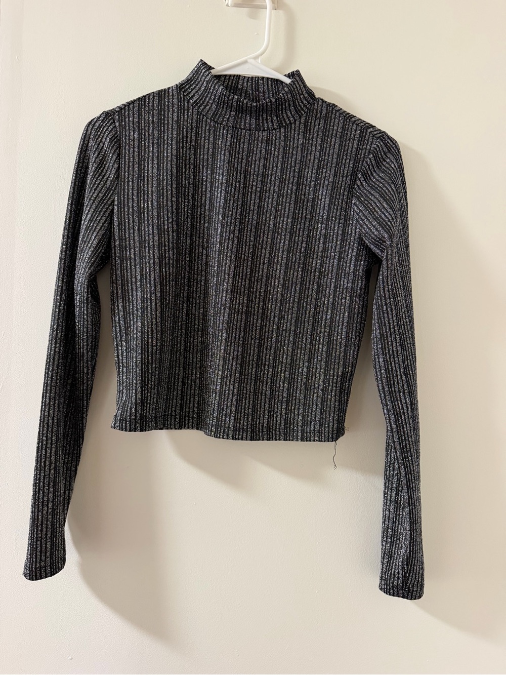 Candie's Black Ribbed Mock Neck Long Sleeve Top